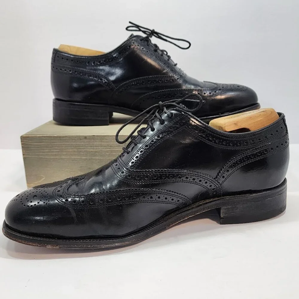 Florsheim Men's Lexington Wingtip Oxford Black Leather Shoes‎ Size 8 D